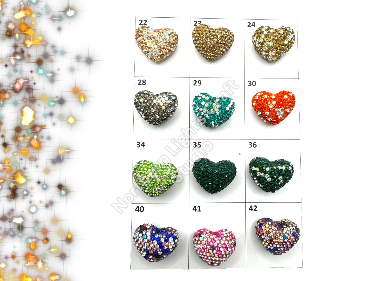 Rhinestone Heart Beads, Pave Heart Crystal Beads, Clay Pave Rhinestone Hearts, Crystal Hearts, Bling Hearts, - Read Description