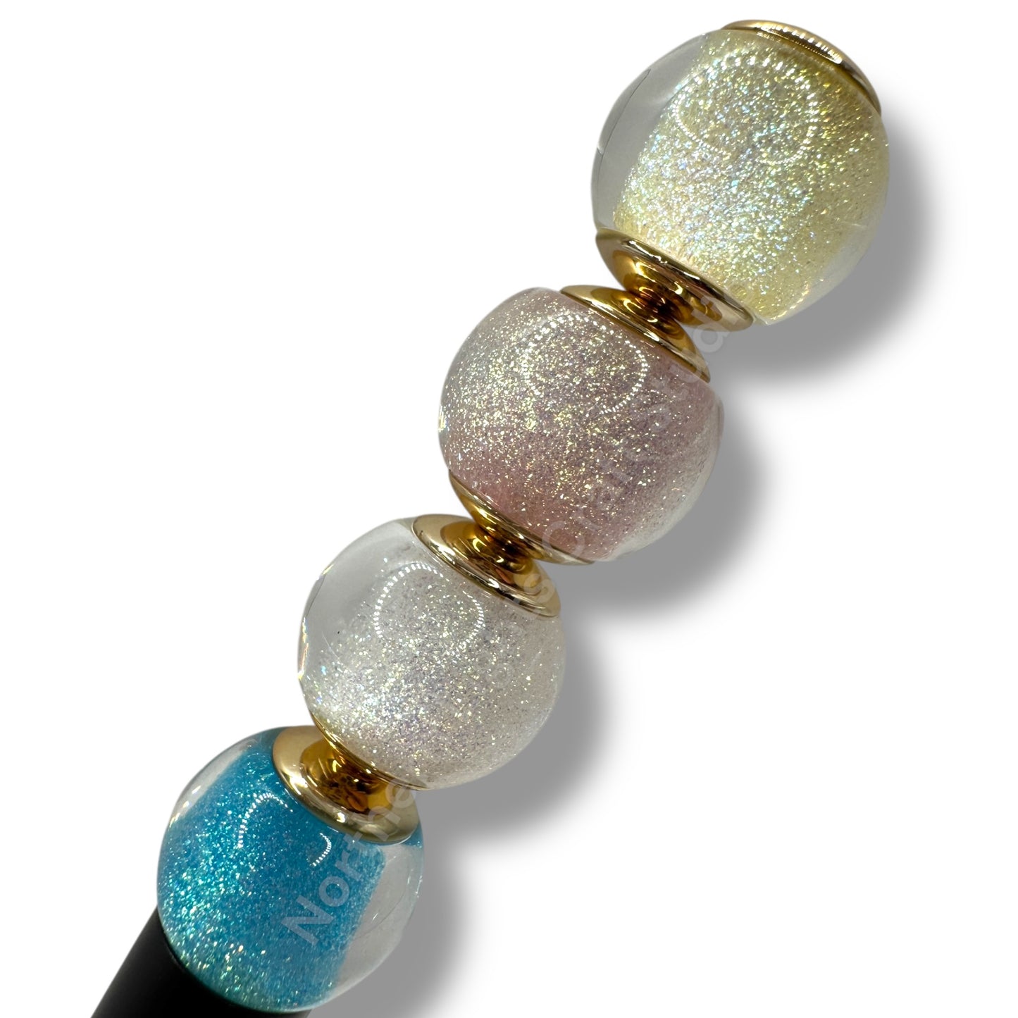 Glitter Gold Cap Layered Galaxy Bead 16mm