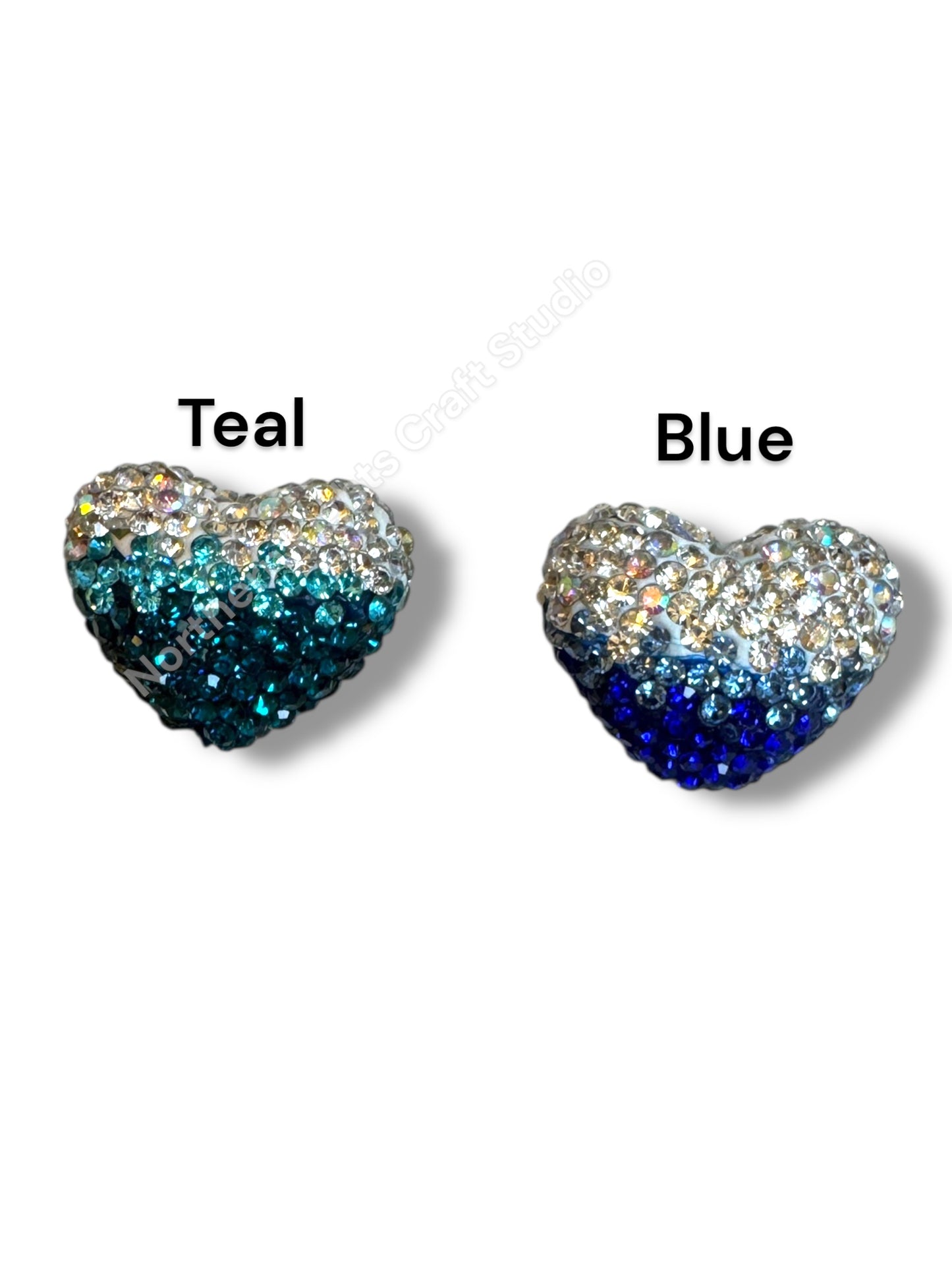 Ombre Rhinestone Heart Beads - Read Description