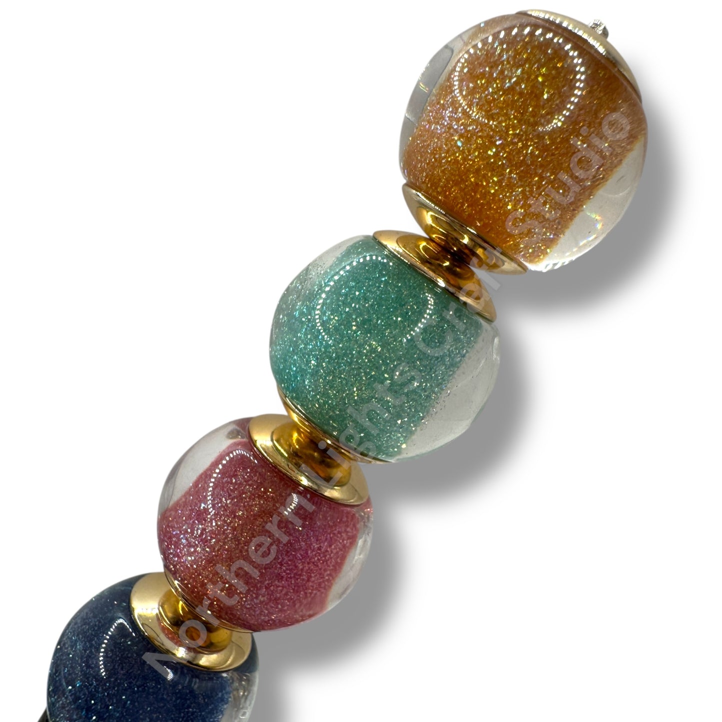 Glitter Gold Cap Layered Galaxy Bead 16mm