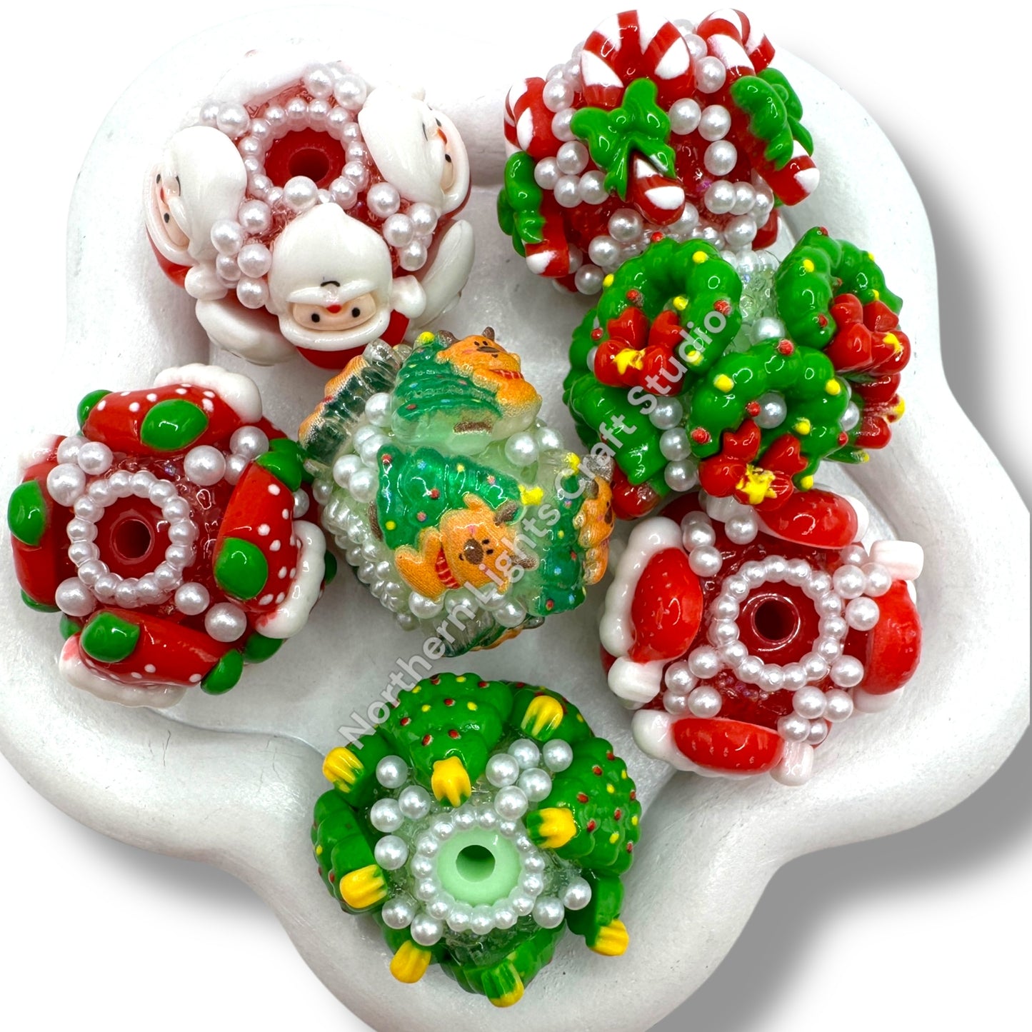 Acrylic Charm Christmas Sugar Beads 20mm - 3 pcs.