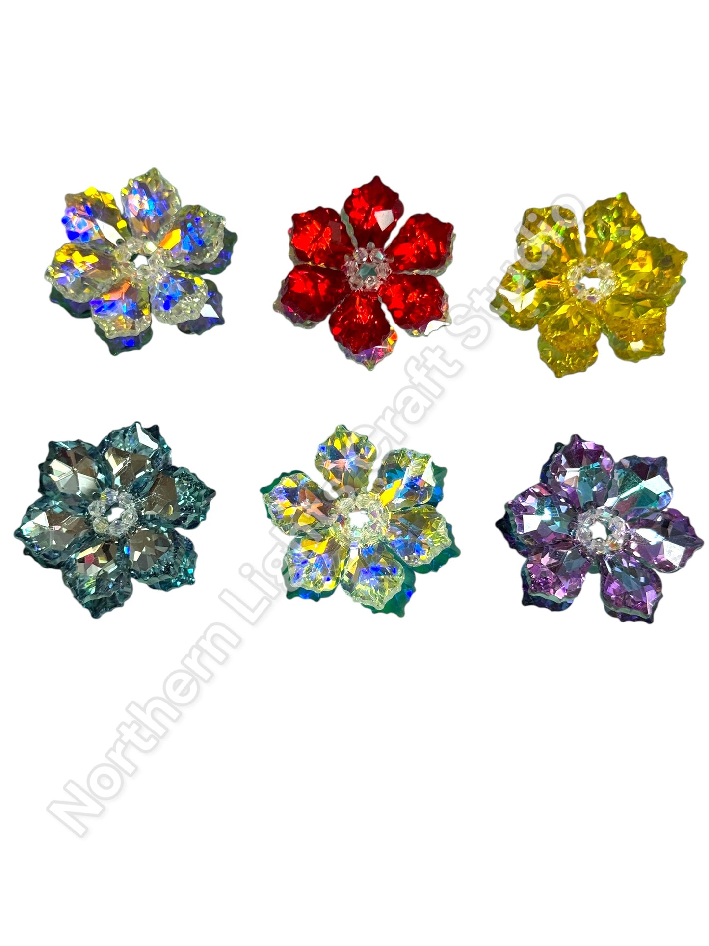 Handmade Glass Crystal Flower Double Layer Bead - 40mm