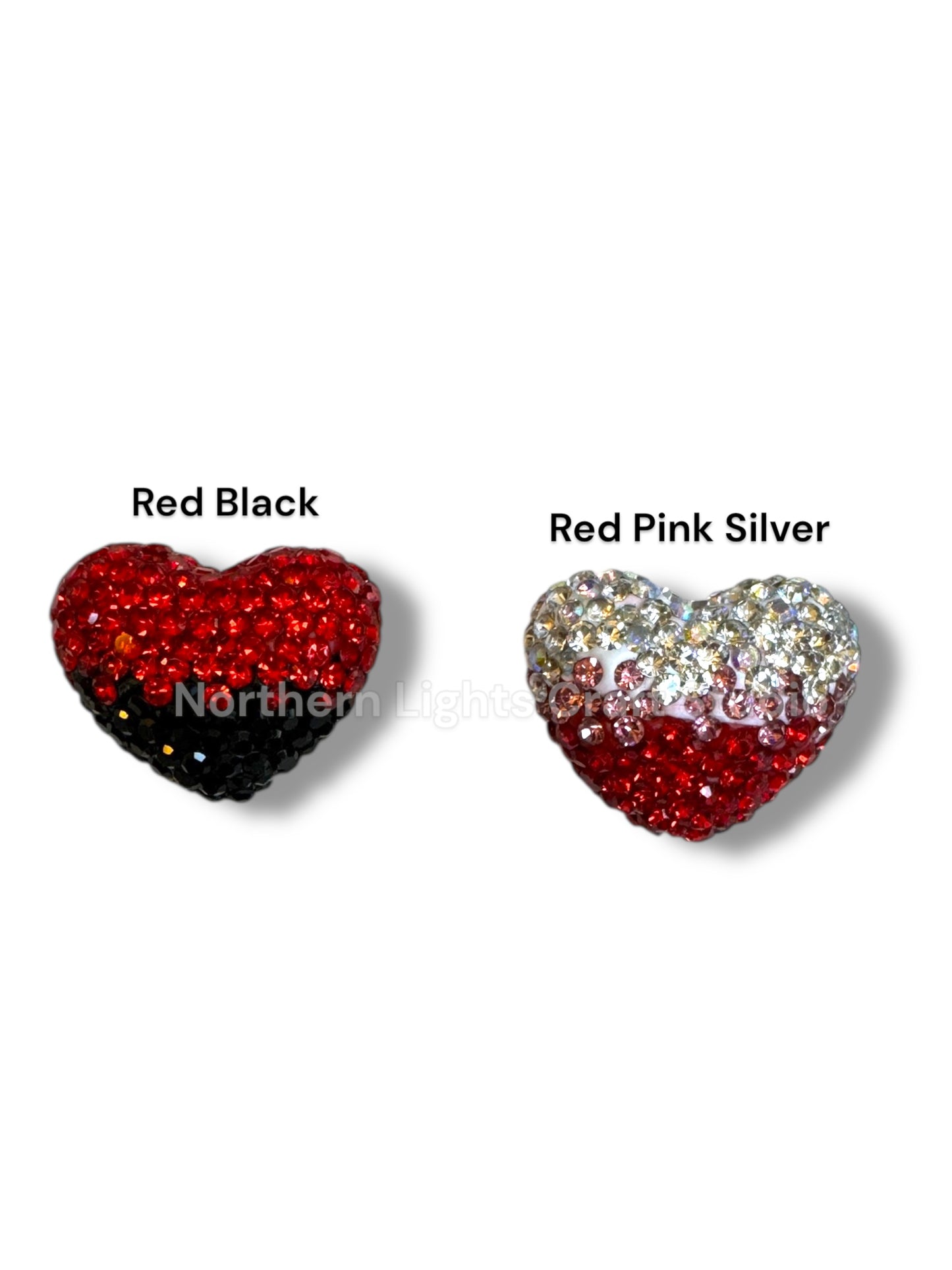 Ombre Rhinestone Heart Beads - Read Description
