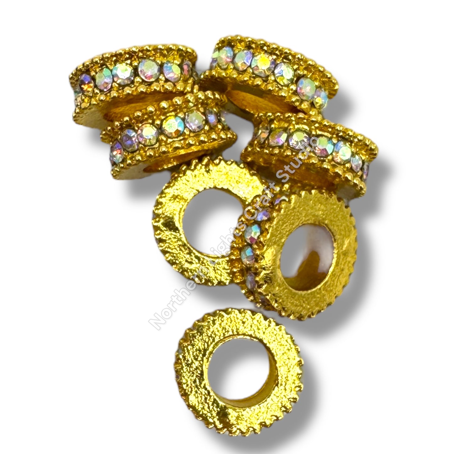 10mm Metal Wheel Spacer with Rhinestones -10pcs