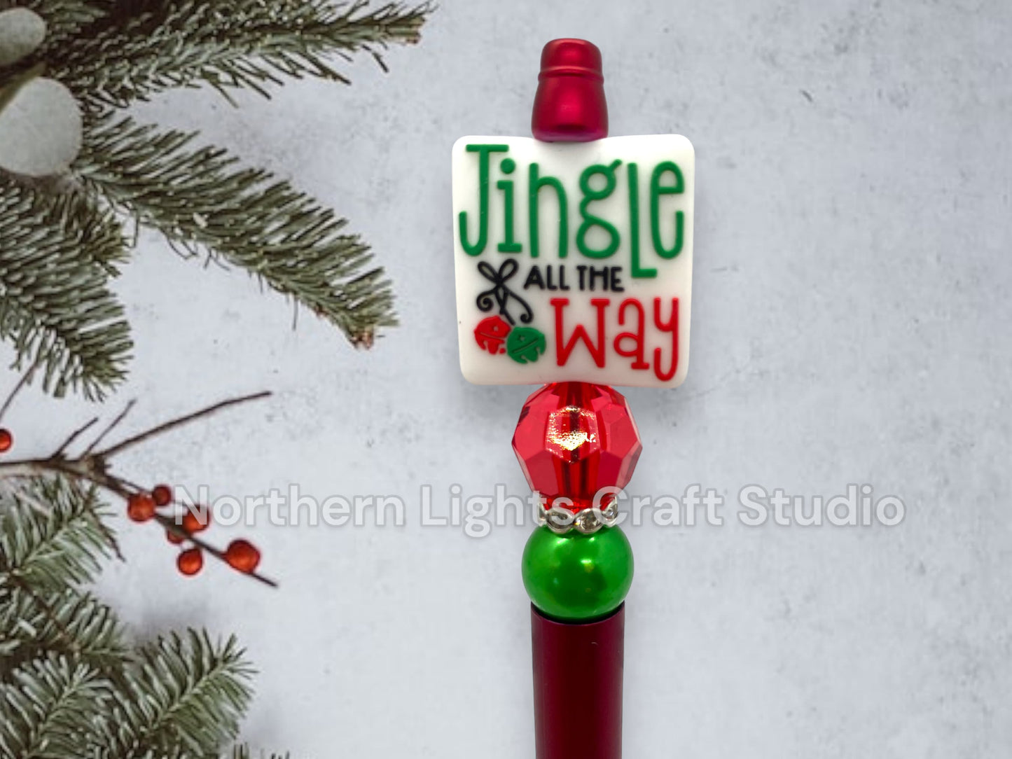 Custom Beaded Pen, Bead Pen, Silicone Bead Pen, Jingle All the Way Gift, Stocking Stuffer Ideas, Bling Pen, Reindeer Pen, Merry Christmas