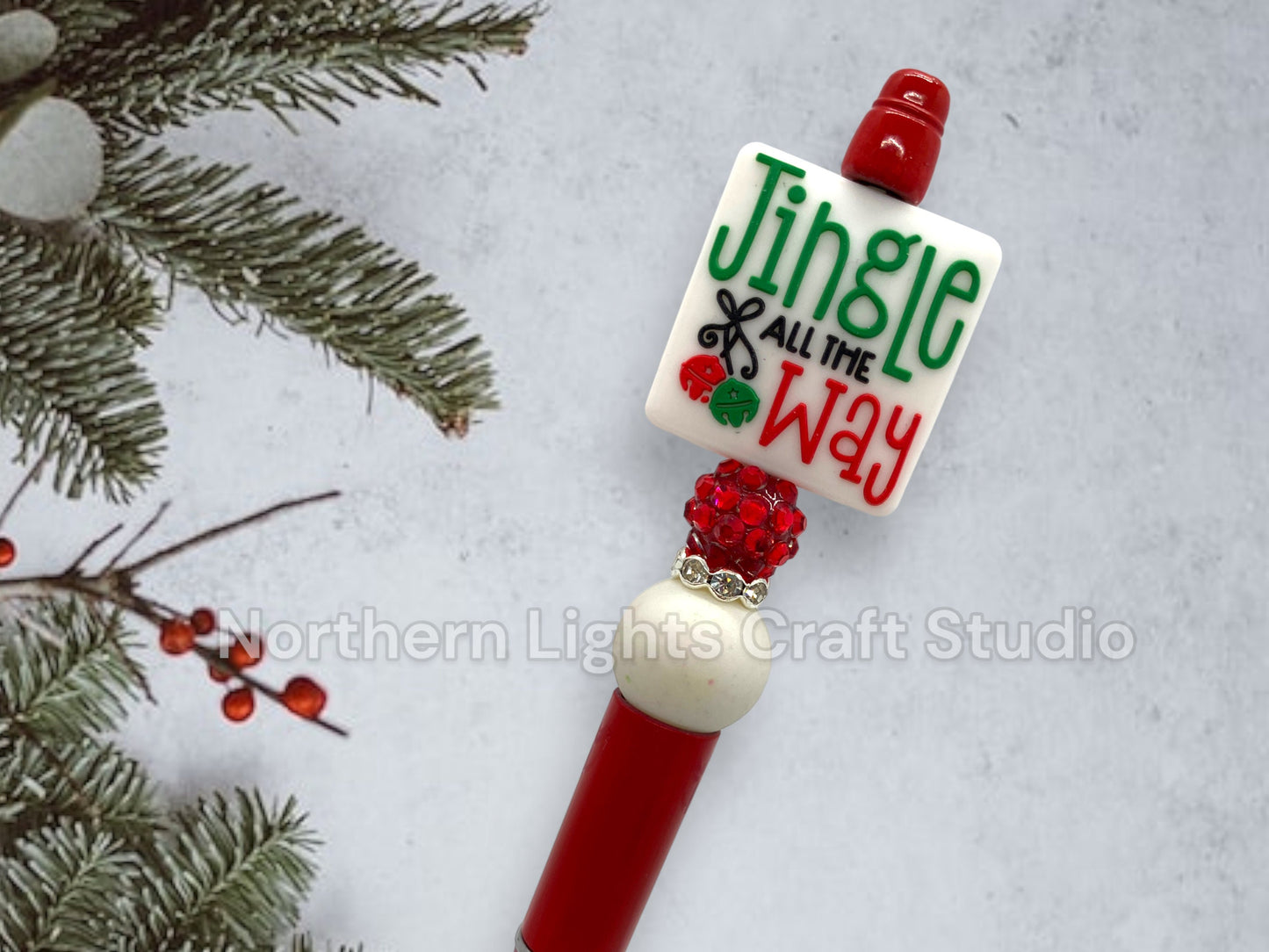 Custom Beaded Pen, Bead Pen, Silicone Bead Pen, Jingle All the Way Gift, Stocking Stuffer Ideas, Bling Pen, Reindeer Pen, Merry Christmas