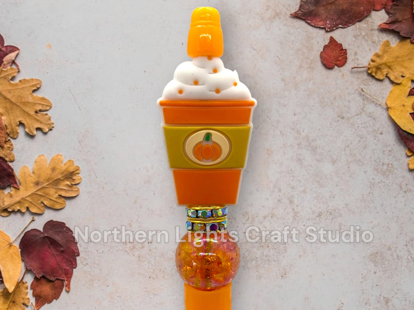 Custom Beaded Pen, Pumpkin Spice Latte, Bling Pen, Thanksgiving Gift, Pumpkin Themed Gift, Caramel Latte, Coffee Pen, Fall Themed Gift