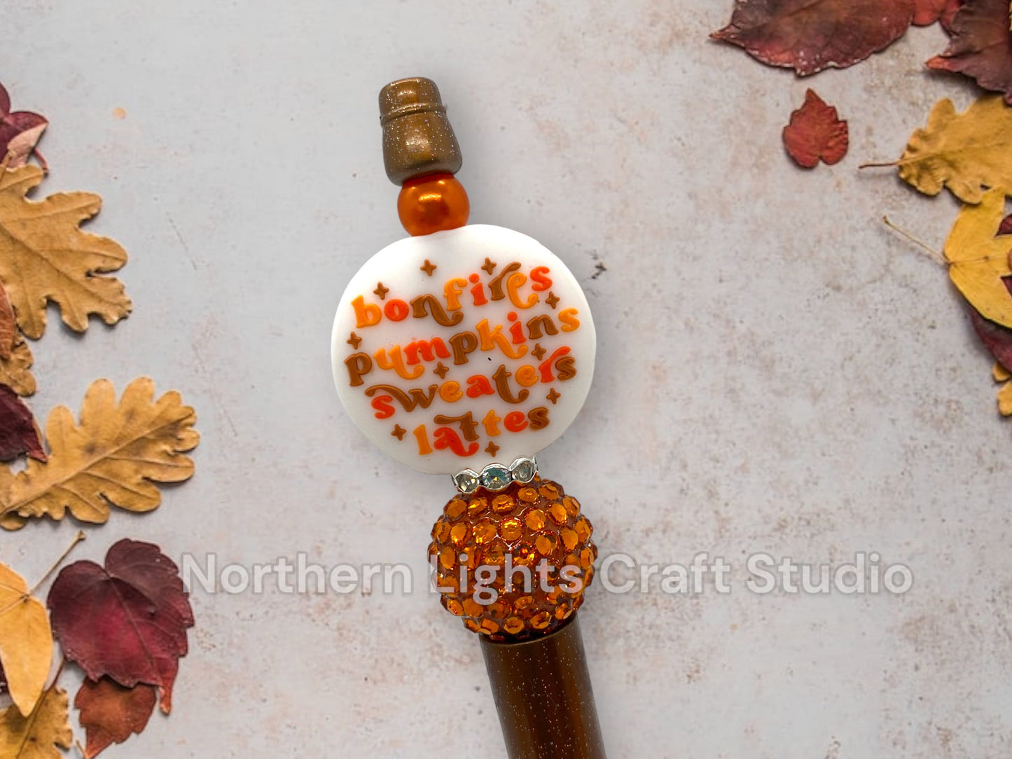 Custom Beaded Pen, Pumpkin Spice Latte, Bling Pen, Thanksgiving Gift, Pumpkin Themed Gift, Caramel Latte, Coffee Pen, Fall Themed Gift