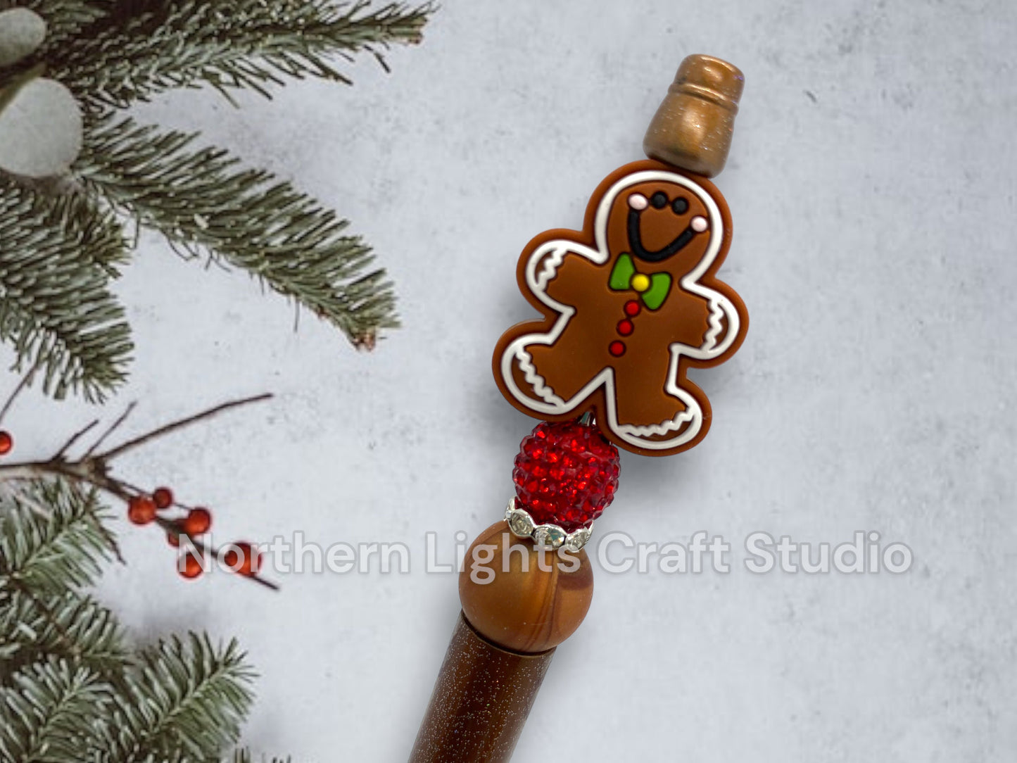 Gingerbread Pen, Gingerbread Man, Gingerbread House, Custom Beaded Gingerbread Pen