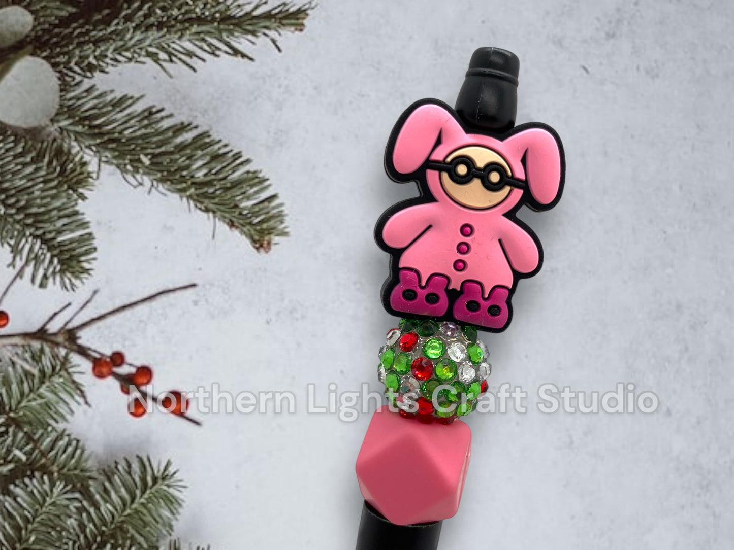 Beaded Christmas Pens, Cute Stocking Stuffers, Beaded Pens, Beaded Xmas Pen, Stocking Stuffer Pen, Pink Bunny Suit, Oh Fudge, Naughty List