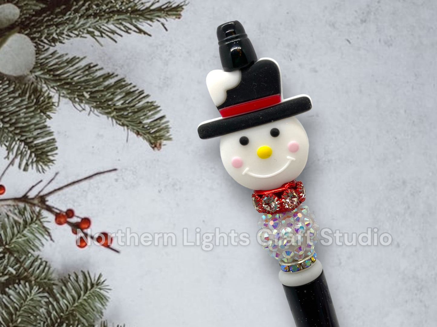 Beaded Snowman Pens, Bead Pens, Snowman Gift, Stocking Stuffer Pens, Bling Snowman, Gnome Snowman, Snowflake Pen, Custom Beaded Winter Pen