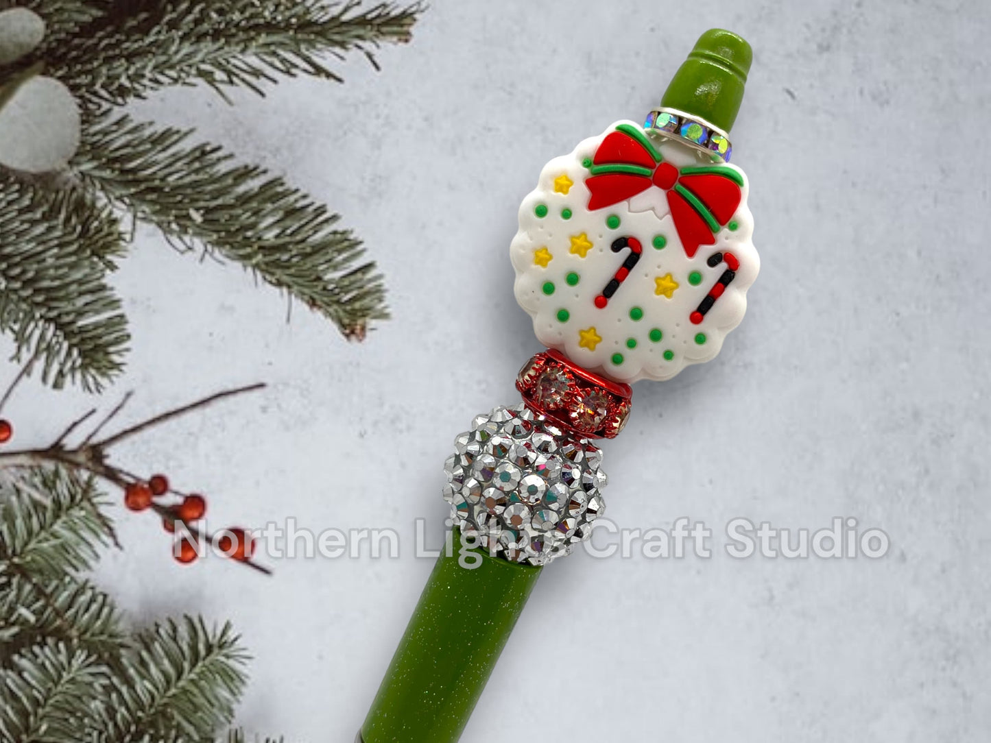Beaded Pens, Beaded Christmas Pens, Christmas Pen, Christmas Tree Pen, Christmas Wreath Pen, Bling Christmas Pen, Stocking Stuffer Ideas