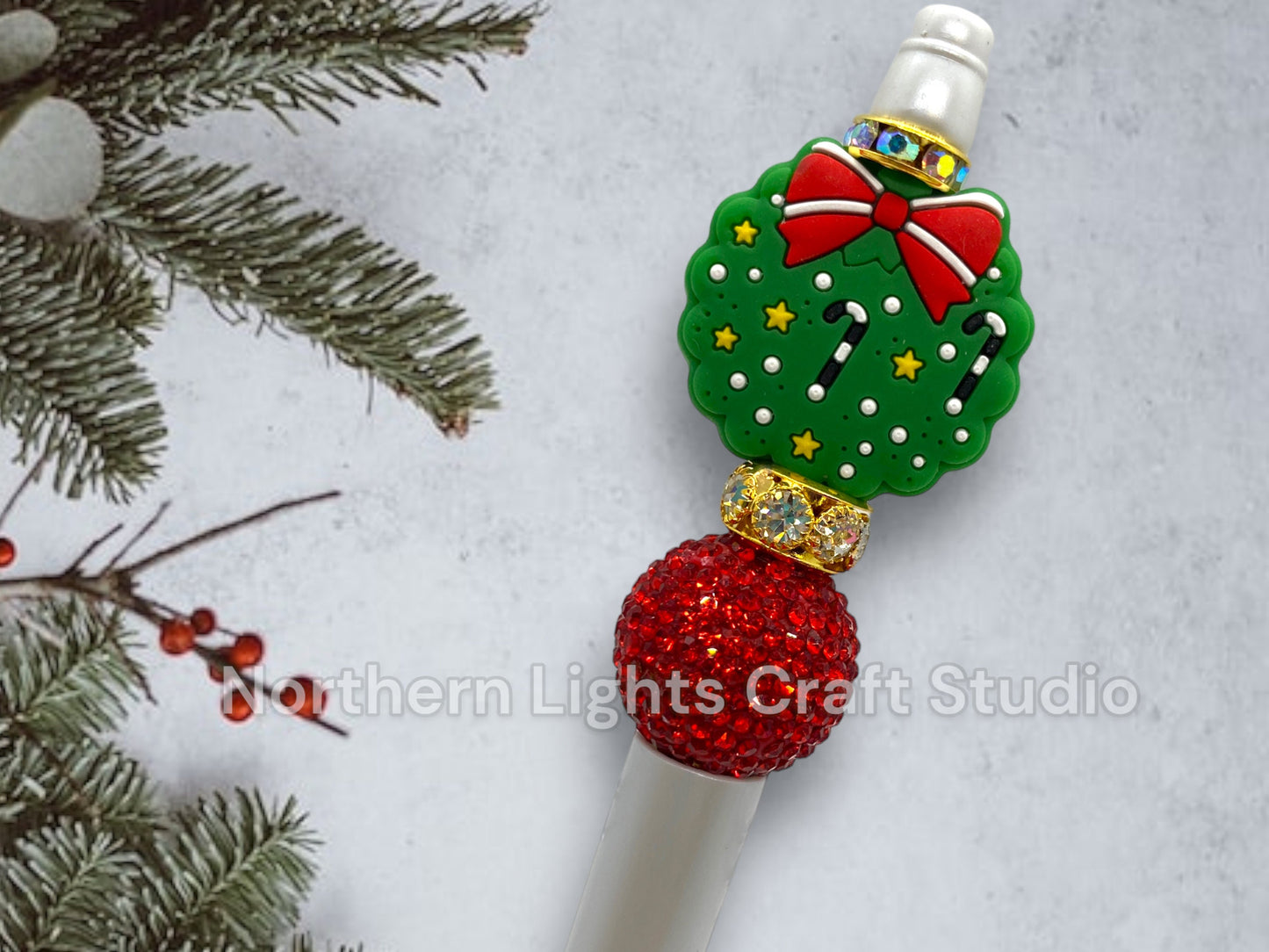 Beaded Pens, Beaded Christmas Pens, Christmas Pen, Christmas Tree Pen, Christmas Wreath Pen, Bling Christmas Pen, Stocking Stuffer Ideas