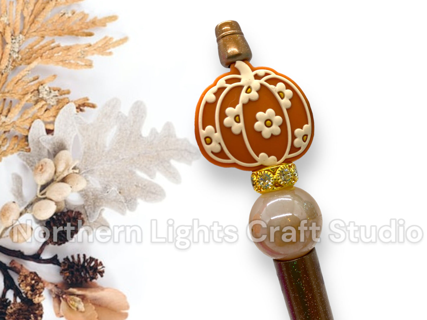 Beaded Pens, Boho Pumpkin Pen, Fall Pen, Boho Pen, Bling Pumpkin Pen, Cute Pen, Bling Pen, Bead Pen, Boho Themed Pens, Harvest Gift