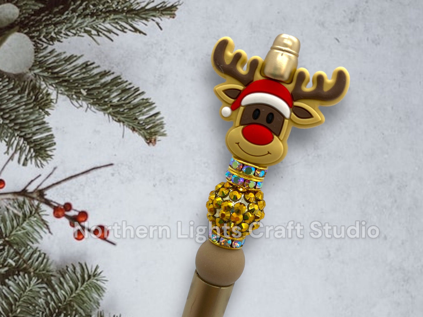 Custom Beaded Pen, Bead Pen, Silicone Bead Pen, Jingle All the Way Gift, Stocking Stuffer Ideas, Bling Pen, Reindeer Pen, Merry Christmas