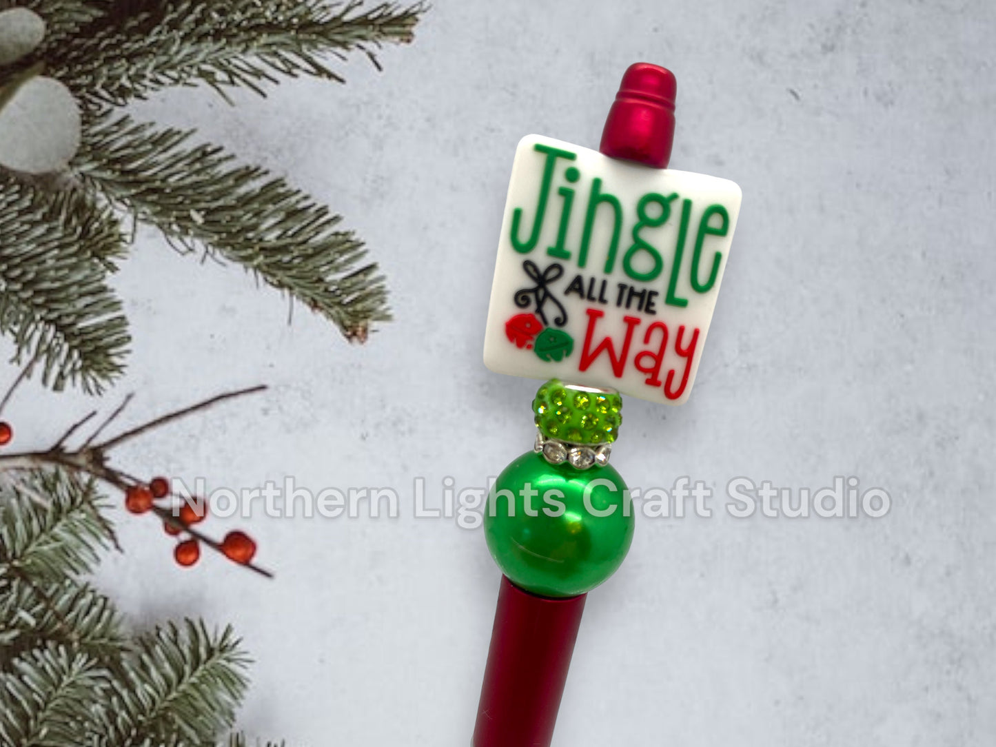 Custom Beaded Pen, Bead Pen, Silicone Bead Pen, Jingle All the Way Gift, Stocking Stuffer Ideas, Bling Pen, Reindeer Pen, Merry Christmas