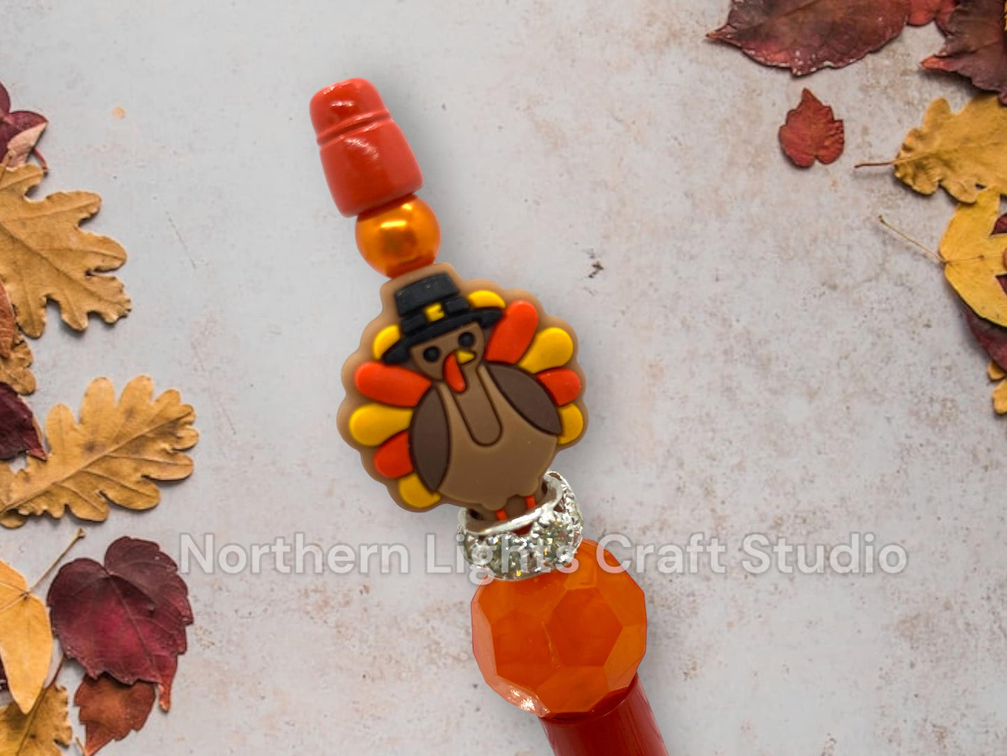 Custom Beaded Pen, Pumpkin Spice Latte, Bling Pen, Thanksgiving Gift, Pumpkin Themed Gift, Caramel Latte, Coffee Pen, Pilgrim Gnome