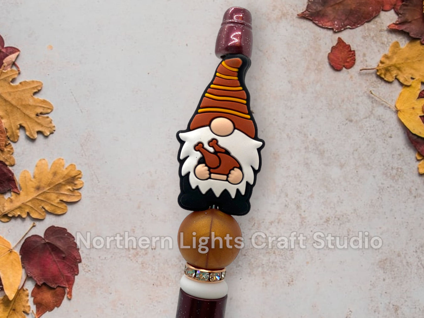 Custom Beaded Pen, Pumpkin Spice Latte, Bling Pen, Thanksgiving Gift, Pumpkin Themed Gift, Caramel Latte, Coffee Pen, Pilgrim Gnome
