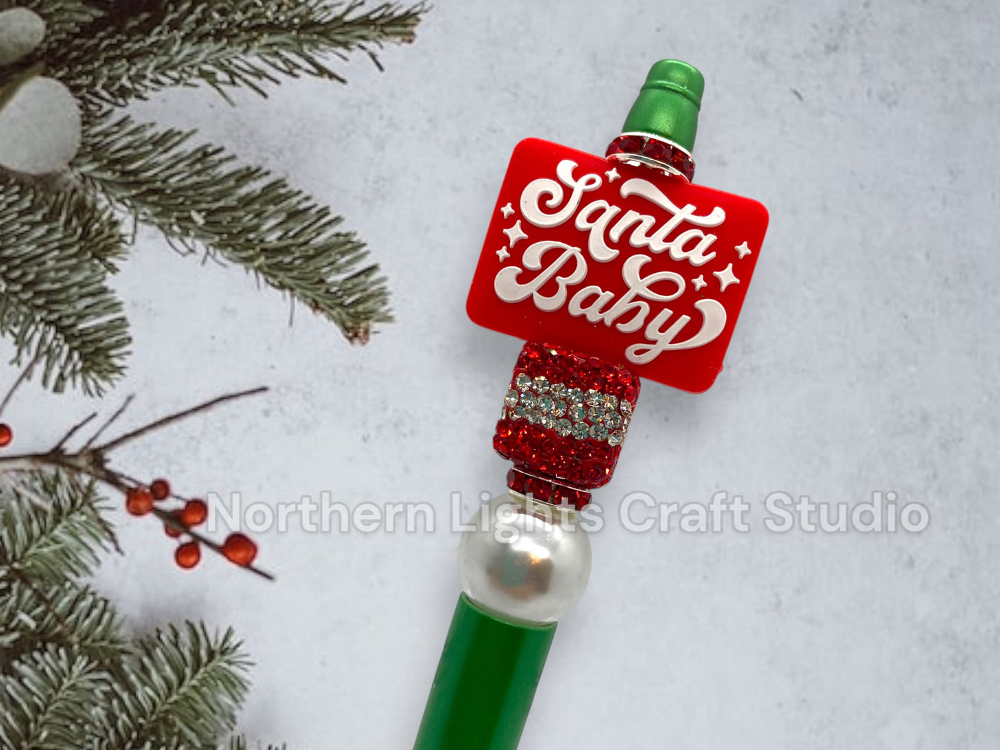 Custom Beaded Christmas Pen, Bling Pen, Christmas Bling Pen, Santa Gift, Ho Ho Ho, Santa Baby, Cute Stocking Stuffer, Gnome, Santa