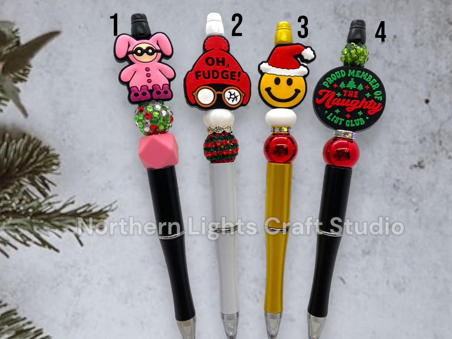 Beaded Christmas Pens, Cute Stocking Stuffers, Beaded Pens, Beaded Xmas Pen, Stocking Stuffer Pen, Pink Bunny Suit, Oh Fudge, Naughty List