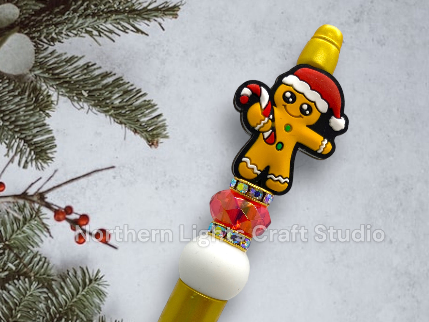 Gingerbread Pen, Gingerbread Man, Gingerbread House, Beaded Gingerbread Pens, Stocking Stuffer, Gingerbread Tree, Gingerbread Gift Idea