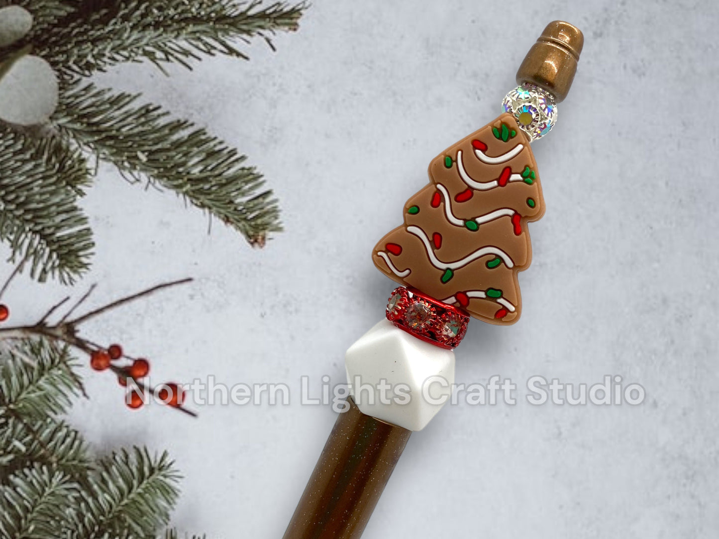 Gingerbread Pen, Gingerbread Man, Gingerbread House, Beaded Gingerbread Pens, Stocking Stuffer, Gingerbread Tree, Gingerbread Gift Idea