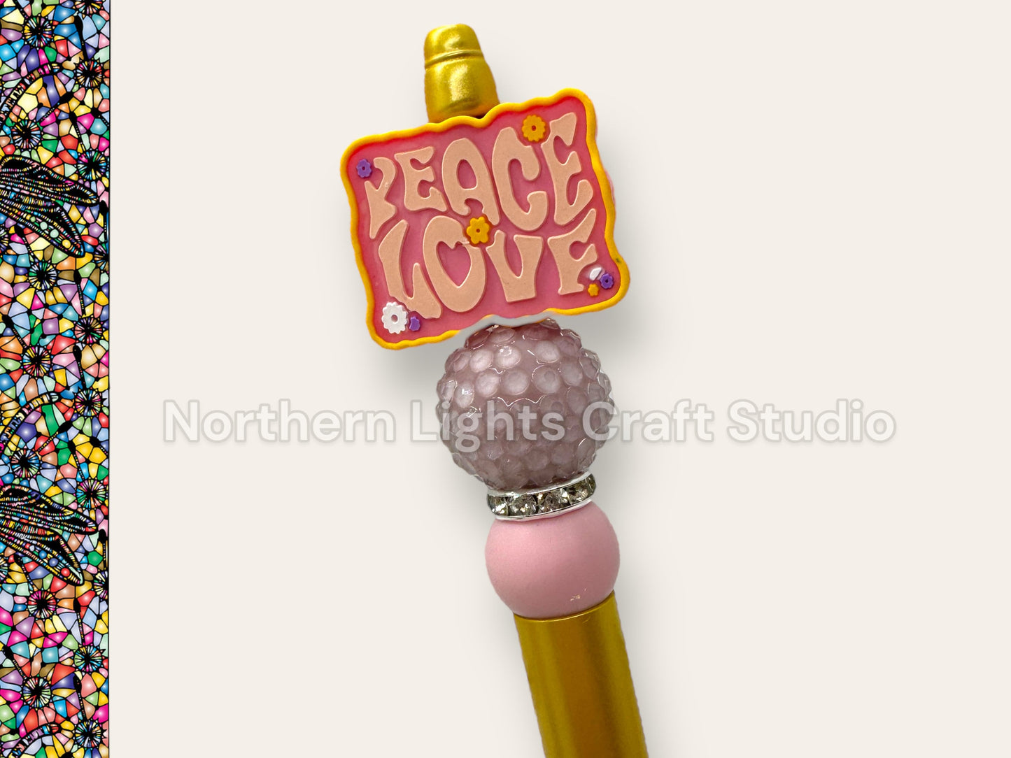Beaded Groovy Pens, Custom Groovy Pens, Surfing Gnome, Groovy Alien, Retro Pens, Bling Alien, Bling Surfing Gnome, Bead Pens, Peace Love Pen
