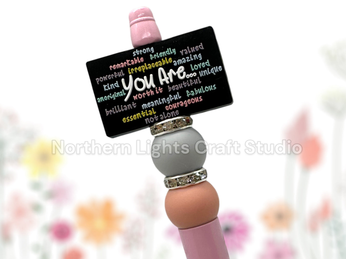 Custom Beaded Pen, Kindness Gift, Positive Attitude, Don't Quit, Silicone Bead Pen, Stocking Stuffer Pen, Encouragement Gift, You are Worthy