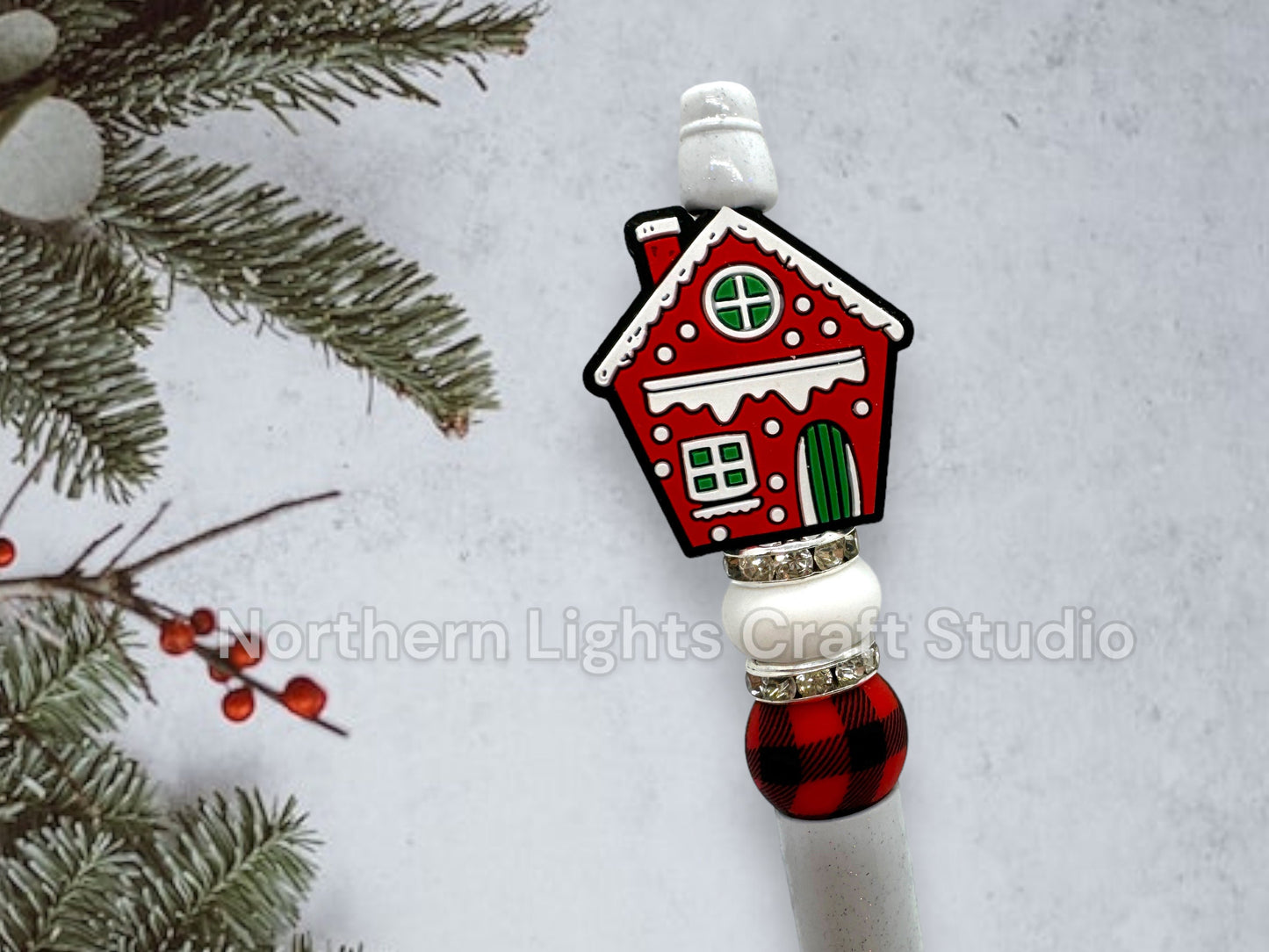 Custom Beaded Christmas Pen, Christmas Bling Pen, Santa Gift, Santa's Coat, Dancing Santa, Cute Stocking Stuffer, Santa's Workshop