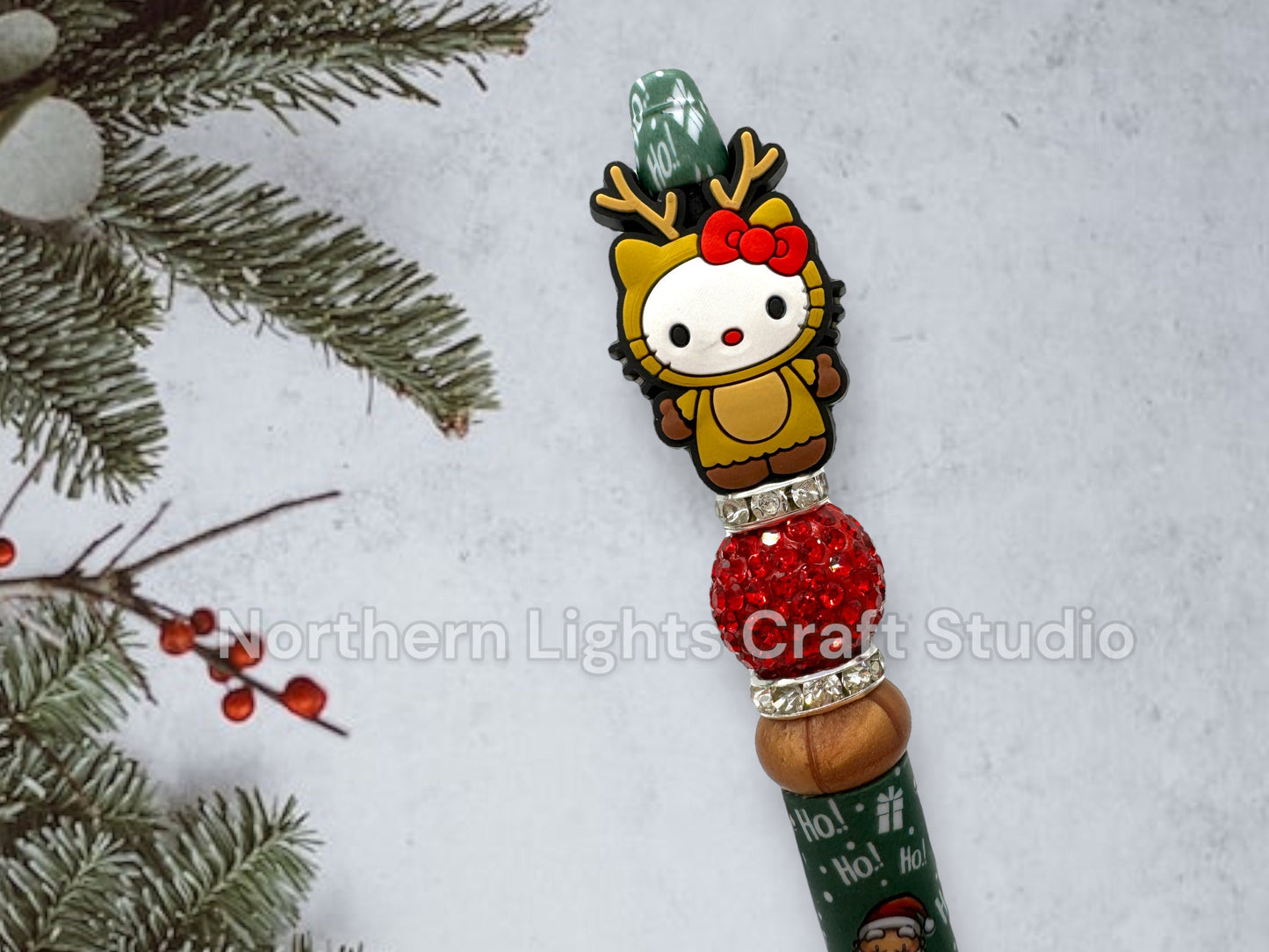 Beaded Christmas Pen, Bead Pens, Snowman Gift, Stocking Stuffer Pens, Bling Snowman, Cute Kitten Gift,