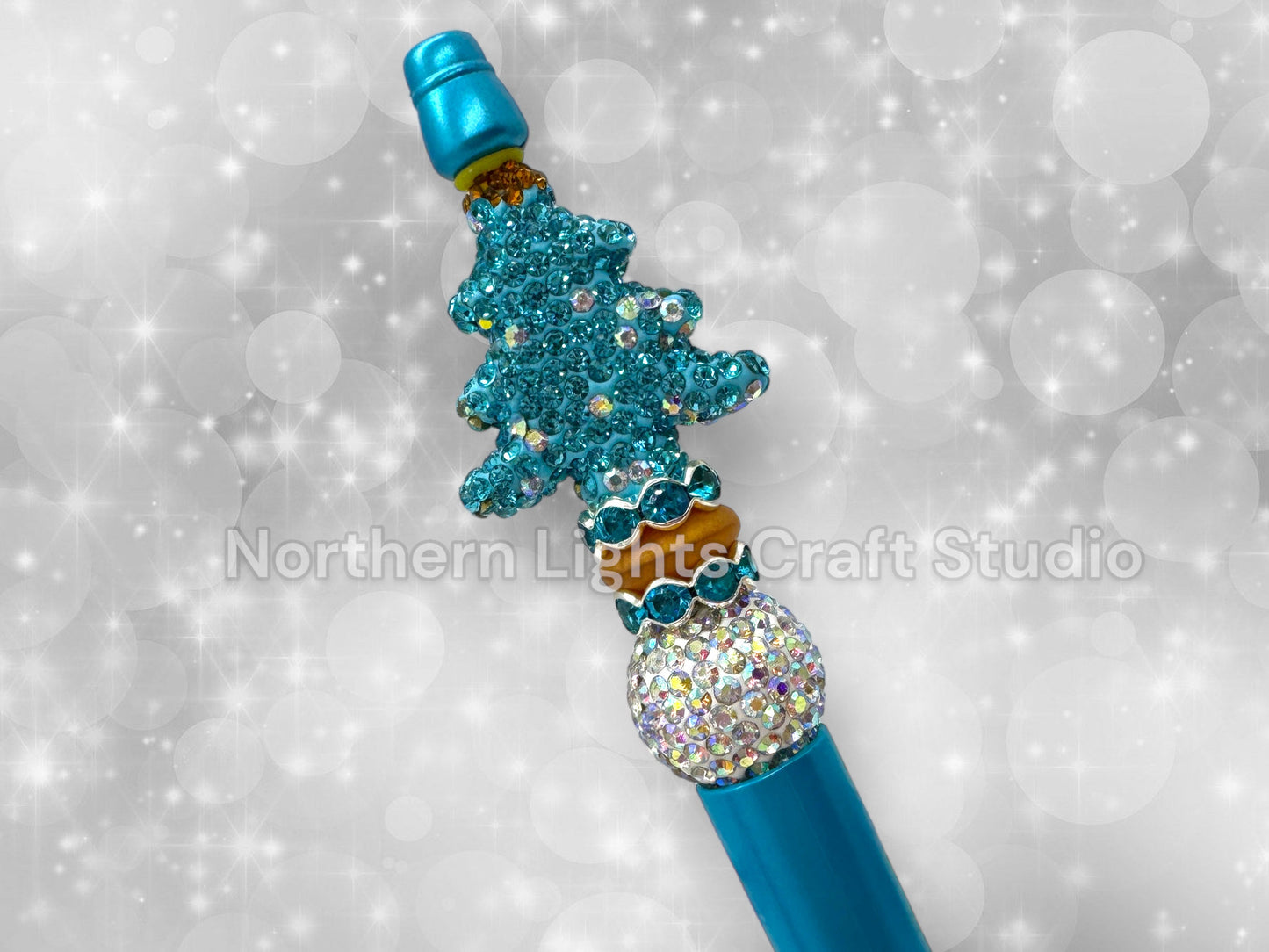 Beaded Rhinestone Christmas Tree Pen, Bling Bead Pen, Christmas Stocking Stuffer, Fancy Bead Pen, Bling Christmas Tree Pen