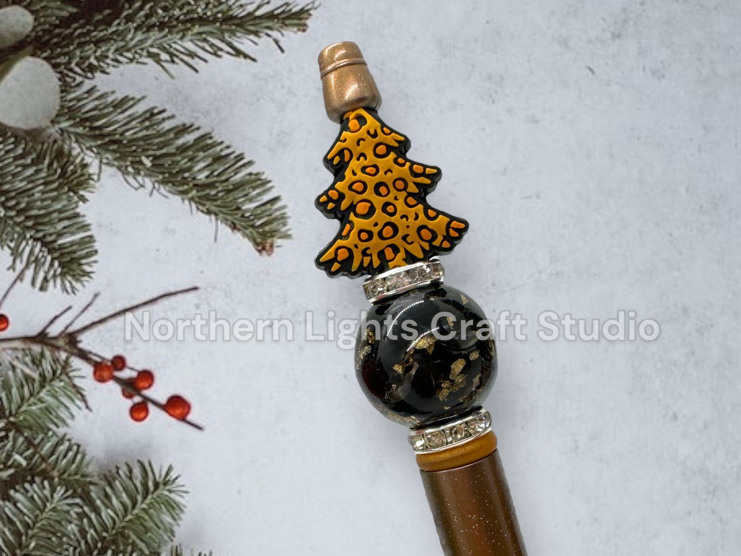 Beaded Whimsical Christmas Tree Pens, Spotted Christmas Tree, Reindeer Gift, Reindeer Pen, Nutcracker Gift, Rhinestone Nutcracker Pen