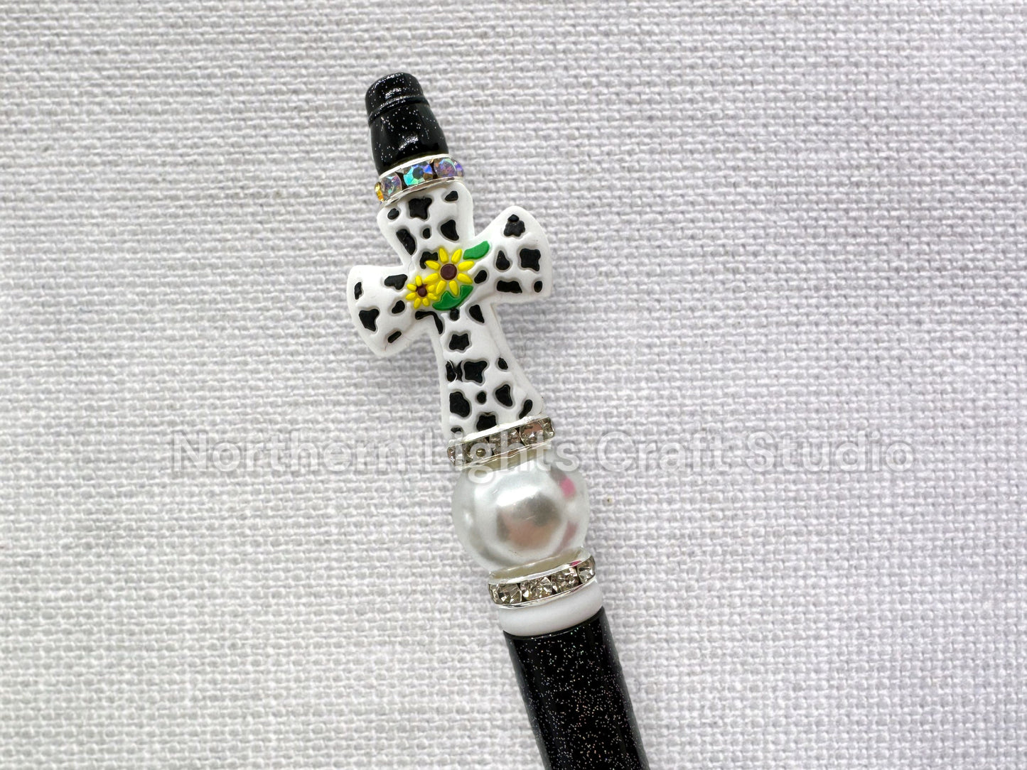 Custom Beaded Cross Pen, Silicone Cross Pen, Leopard Print Cross Pen, Faith Pen, Handmade Cross Gift, Religious Pen, Handmade Cross Pen