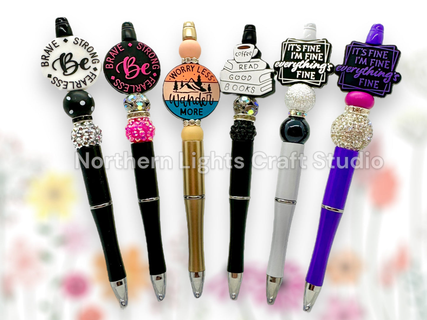 Custom Beaded Positivity Pen, Bling Pen, Mindset Gift, Worry Less, Be Kind, Read Good Books, Book Lover Gift, Bead Pen, Avid Reader