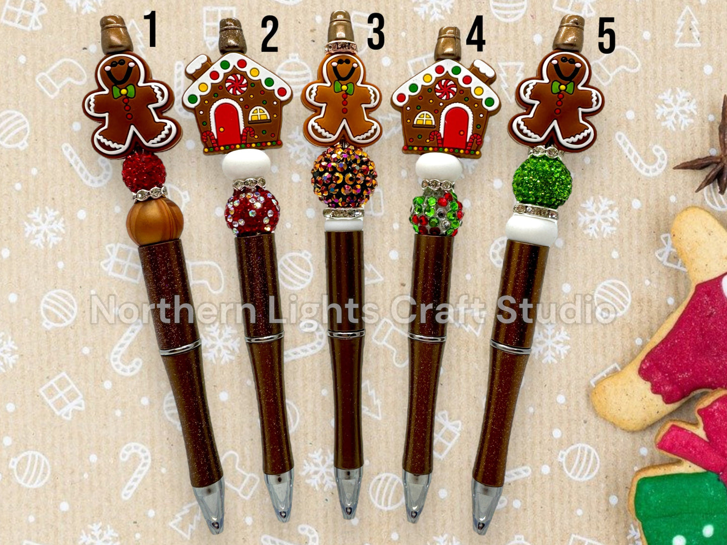 Gingerbread Pen, Gingerbread Man, Gingerbread House, Custom Beaded Gingerbread Pen