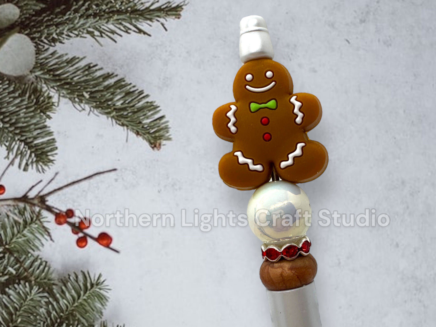 Gingerbread Pen, Gingerbread Man, Gingerbread House, Beaded Gingerbread Pens, Stocking Stuffer, Gingerbread Tree, Gingerbread Gift Idea