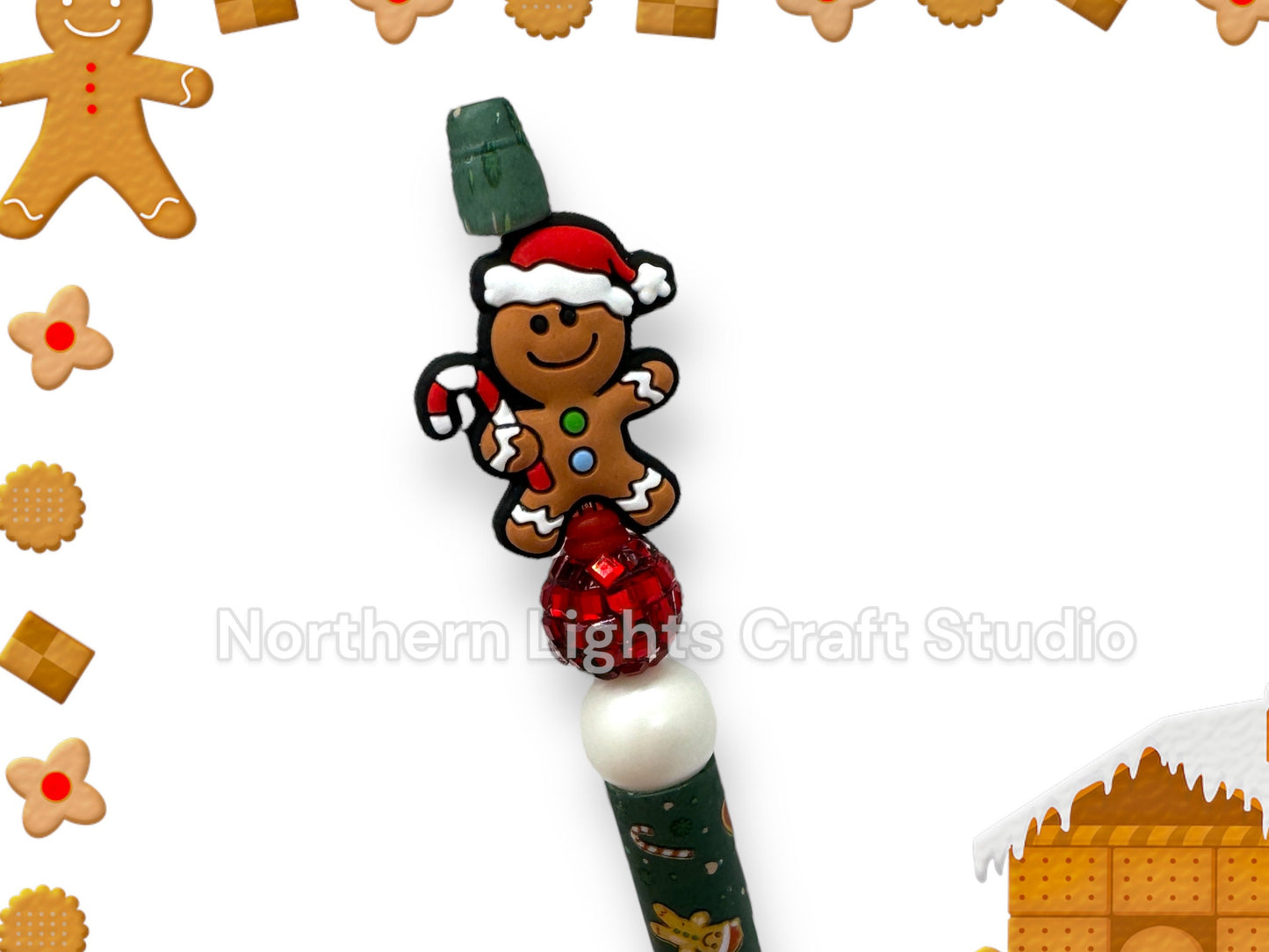 Gingerbread Pen, Gingerbread Man, Gingerbread House, Beaded Gingerbread Pens, Stocking Stuffer, Gingerbread Tree, Gingerbread Gift Idea