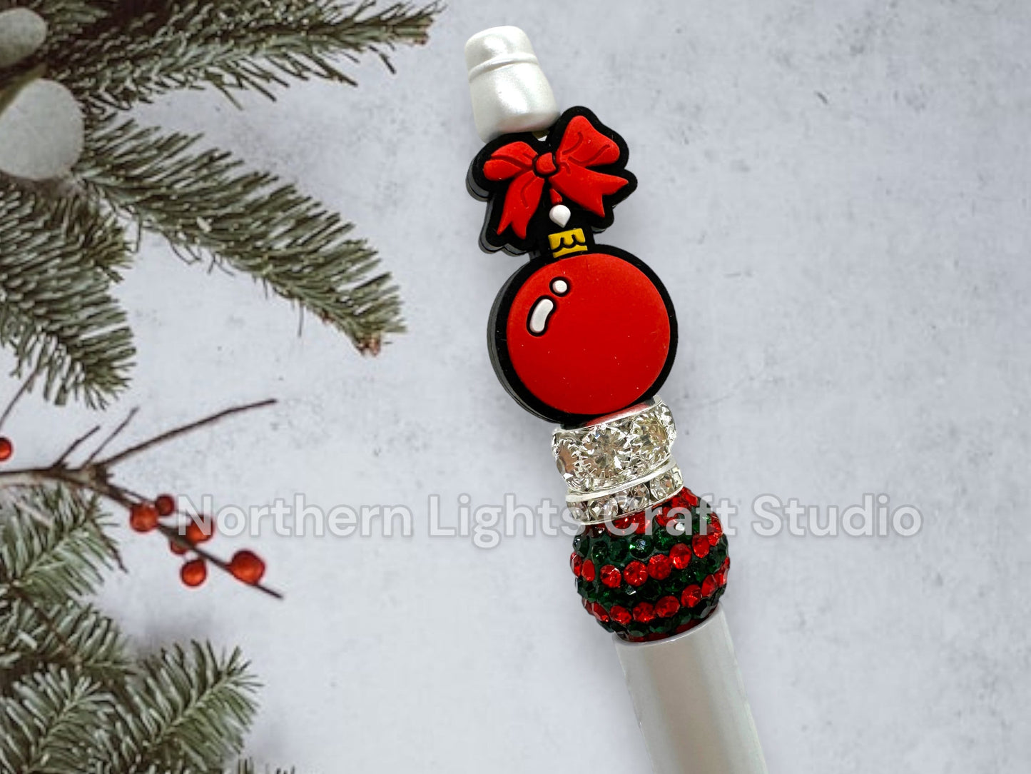 Custom Beaded Christmas Pen, Christmas Bling Pen, Santa Gift, Santa's Coat, Dancing Santa, Cute Stocking Stuffer, Santa's Workshop
