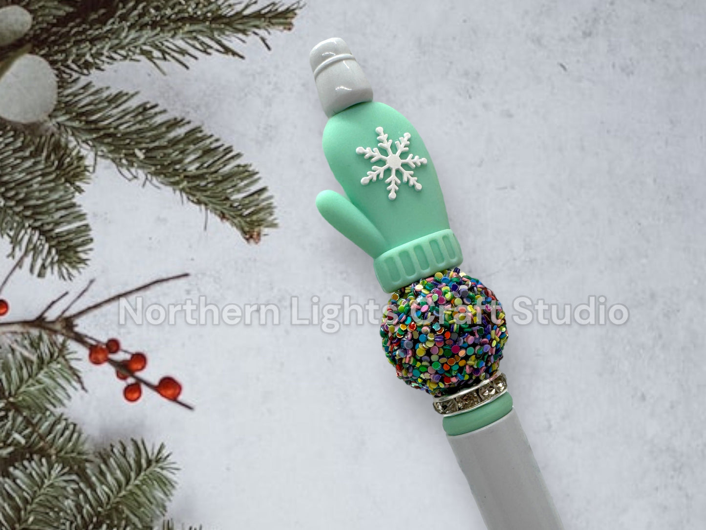 Beaded Mitten Pens, Custom Beaded Mitten Pen, Winter Mitten Gift, Stocking Stuffer Ideas, Baby It's Cold Outside, Rhinestone Mitten Pen
