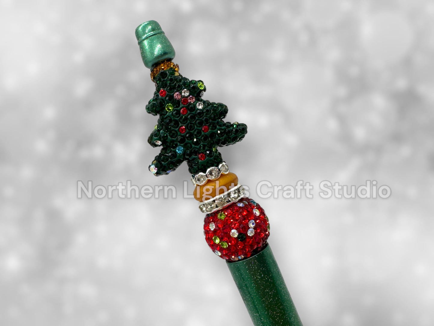 Beaded Rhinestone Christmas Tree Pen, Bling Bead Pen, Christmas Stocking Stuffer, Fancy Bead Pen, Bling Christmas Tree Pen