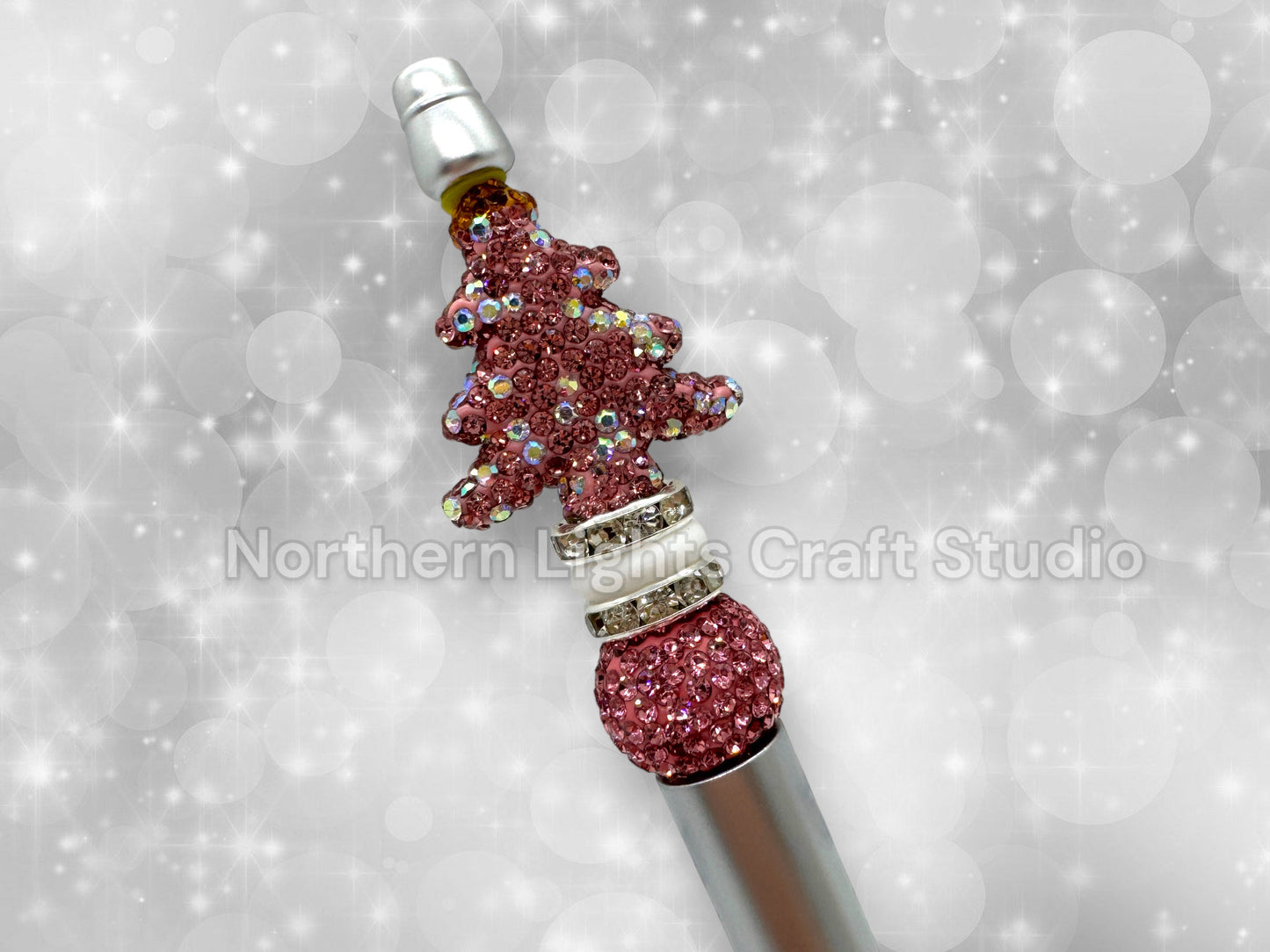 Beaded Rhinestone Christmas Tree Pen, Bling Bead Pen, Christmas Stocking Stuffer, Fancy Bead Pen, Bling Christmas Tree Pen
