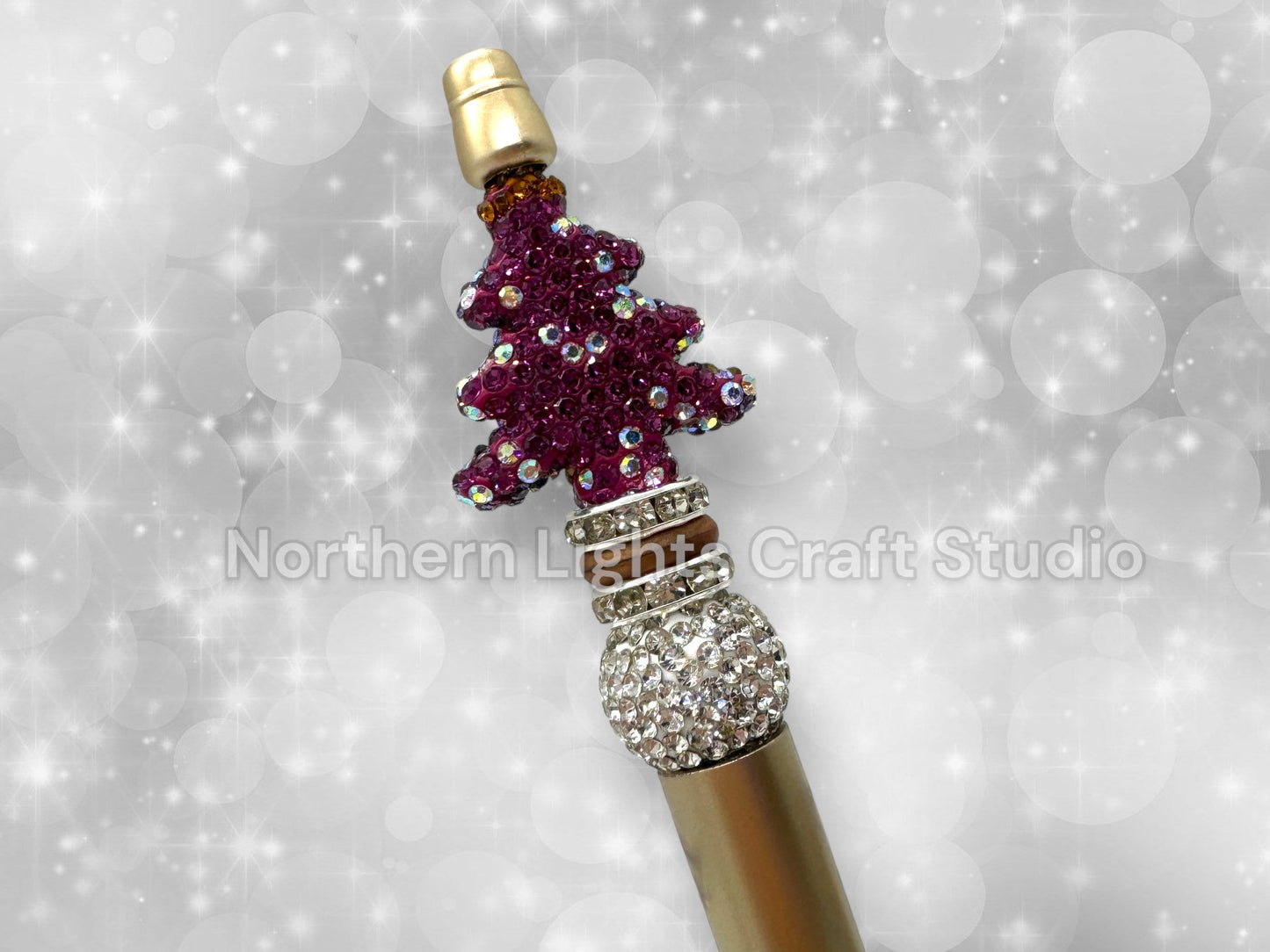 Beaded Rhinestone Christmas Tree Pen, Bling Bead Pen, Christmas Stocking Stuffer, Fancy Bead Pen, Bling Christmas Tree Pen