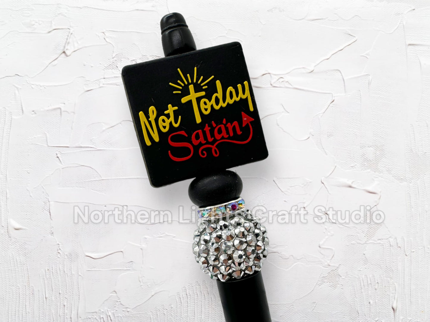 Custom Beaded Faith Pens, Silicone Faith Cross Pen, Beaded I Love Jesus Pen, Custom Not Today Satan Focal Beaded Pen