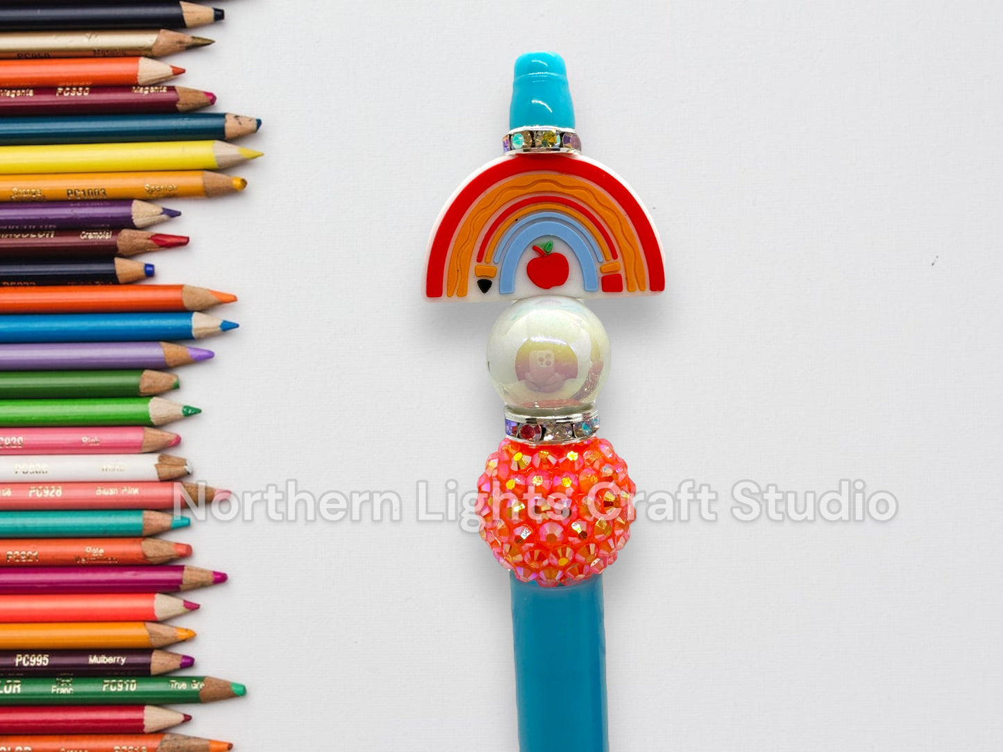 Teacher Appreciation Gift, Teacher Apple Pen, Bling Pen, Teacher Rainbow, Teacher Gift, Boho Teacher, Cute Teacher Pen