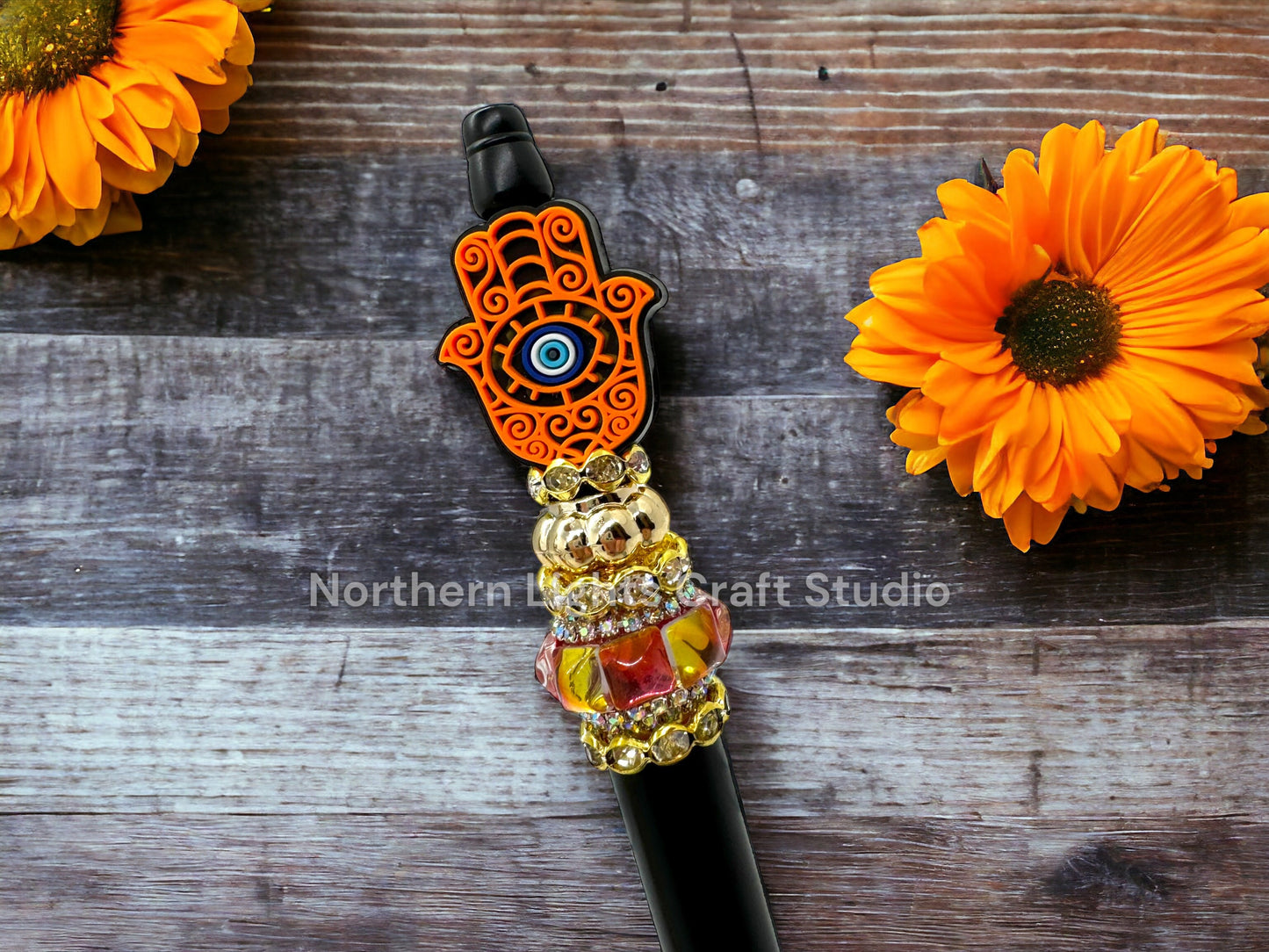 Custom Beaded Evil Eye Charm Pen