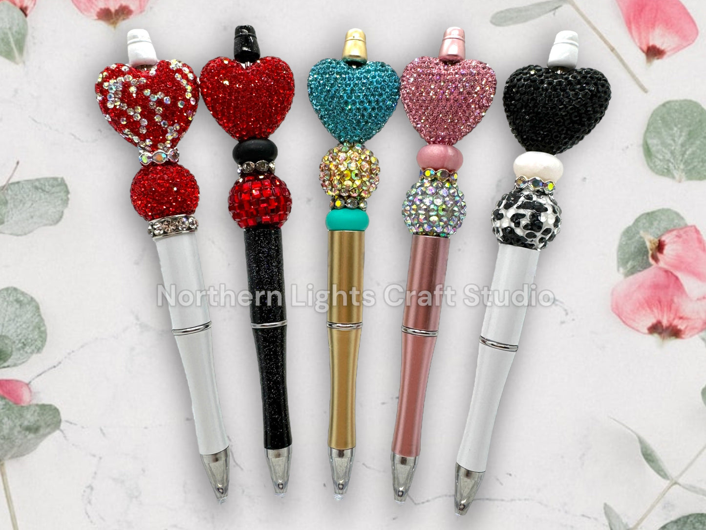 Fancy Beaded Rhinestone Heart Pen, Rhinestone Pen, Bling Pen, Fancy Heart Pen, Bling Heart Pen, Sparkly Pen, Premium Rhinestone Heart Pen