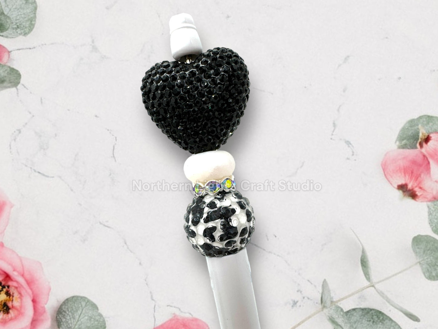 Fancy Beaded Rhinestone Heart Pen, Rhinestone Pen, Bling Pen, Fancy Heart Pen, Bling Heart Pen, Sparkly Pen, Premium Rhinestone Heart Pen
