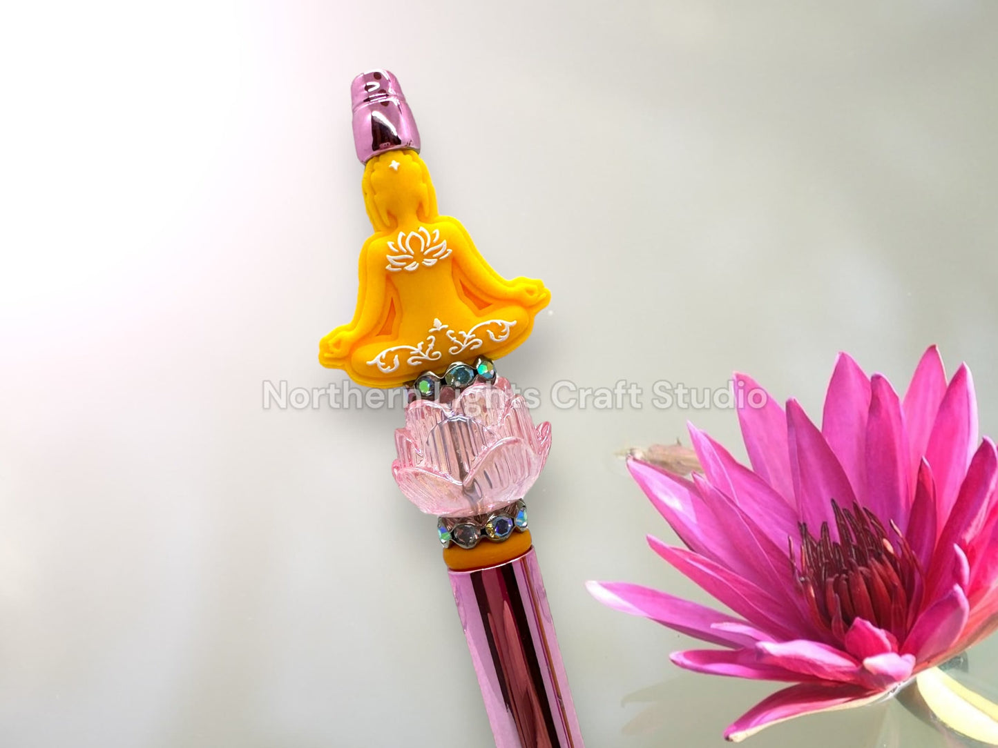 Custom Beaded Buddha Pen, Meditation Gift, Buddha Meditation Pen, Buddha Gift, Lotus Pen, Enlightenment Pen