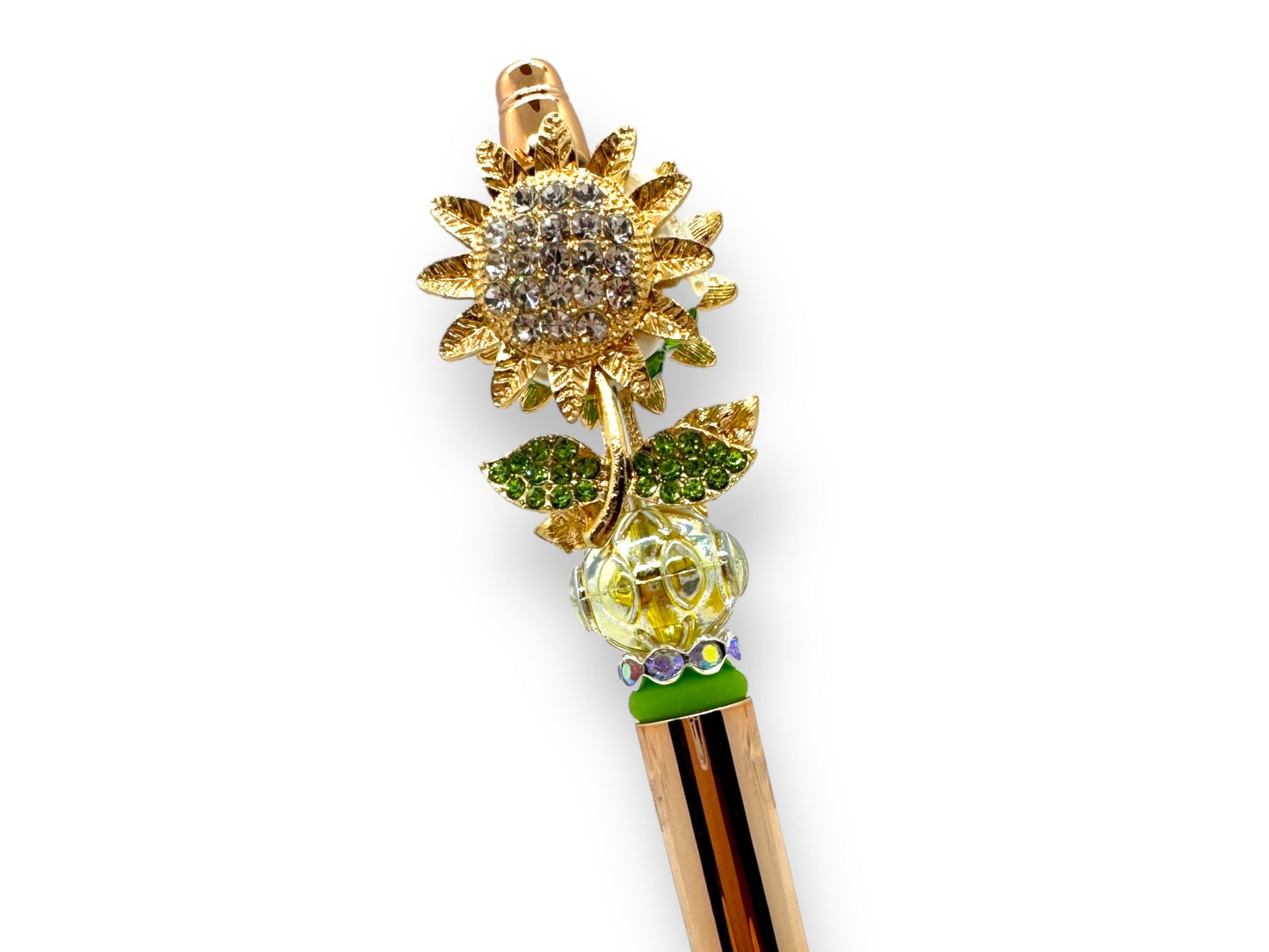 Rhinestone Sunflower Pen, Beaded Sunflower Pen, Fancy Sunflower Pen, Bling Sunflower Pen, Glam Sunflower Pen **Read description**