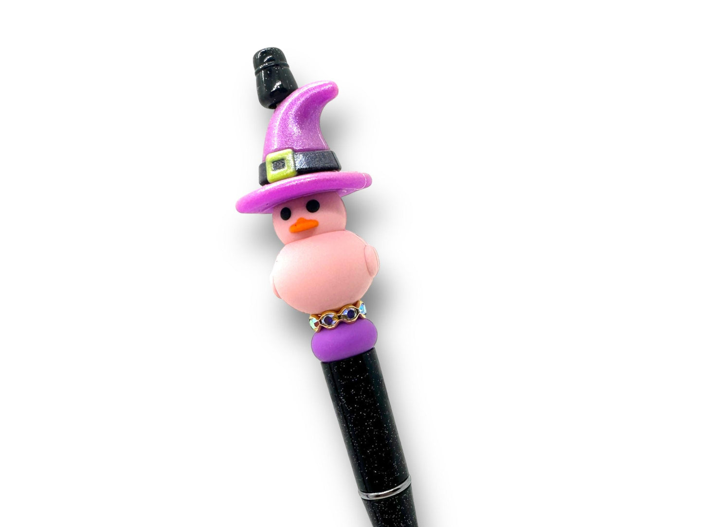 Rubber Duckie Halloween Pen, Rubber Duck Witch Hat Pen, Beaded Duckie Pen, Beaded Halloween Duck Pen